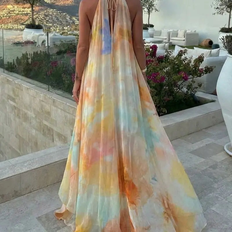 Women’s Tie-Dye Chiffon Maxi Dress