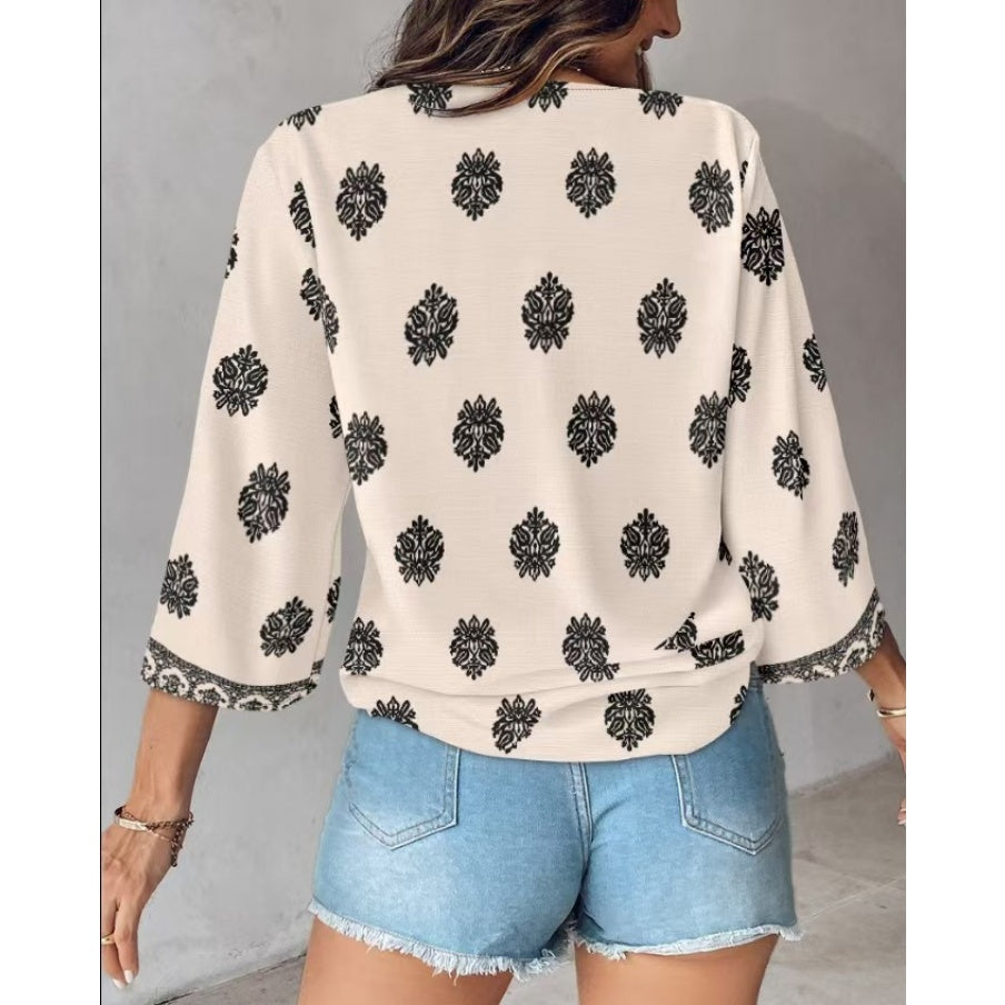 Women’s Boho V-Neck Printed Blouse