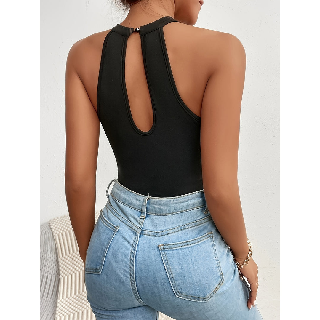 Women’s Black Halter Mesh Bodysuit