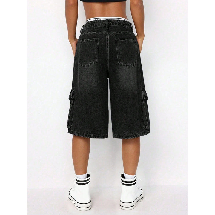 Distressed Cargo Denim Bermuda Shorts – Wide Leg & Multi-Pocket