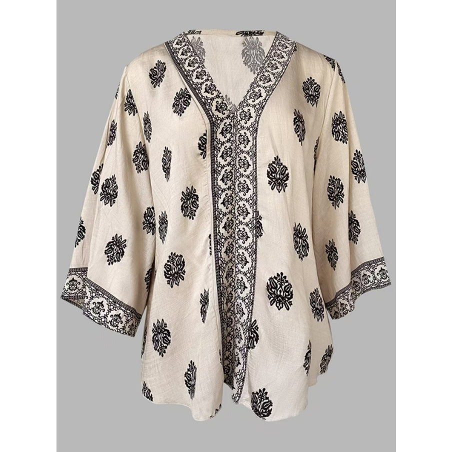 Women’s Boho V-Neck Printed Blouse