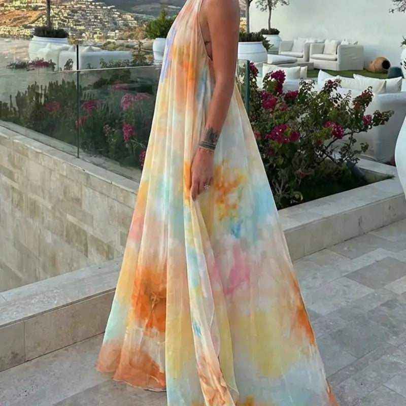 Women’s Tie-Dye Chiffon Maxi Dress