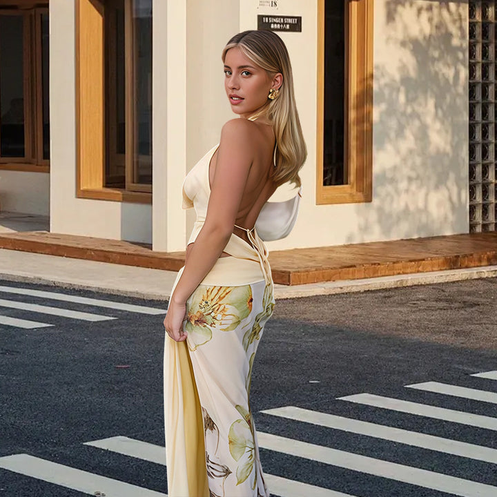 Women’s Halter Neck Two Piece Maxi Dress Set