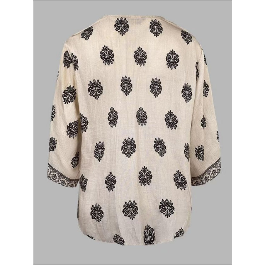 Women’s Boho V-Neck Printed Blouse