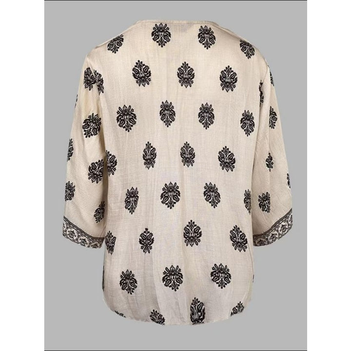 Women’s Boho V-Neck Printed Blouse