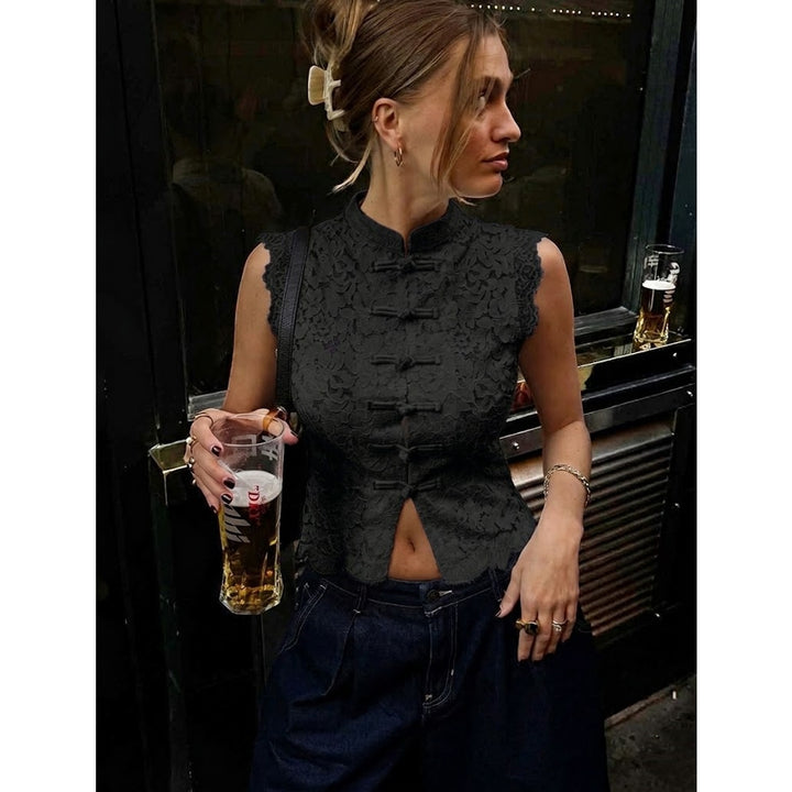 Women’s Lace Mandarin Collar Vest Top