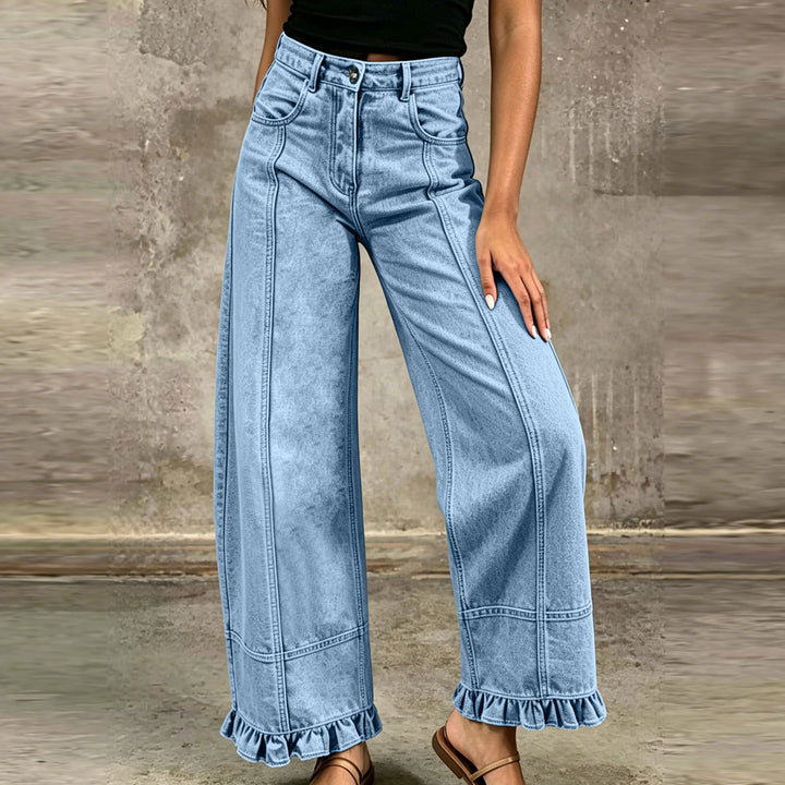 Women’s Wide Leg Ruffle Hem Jeans