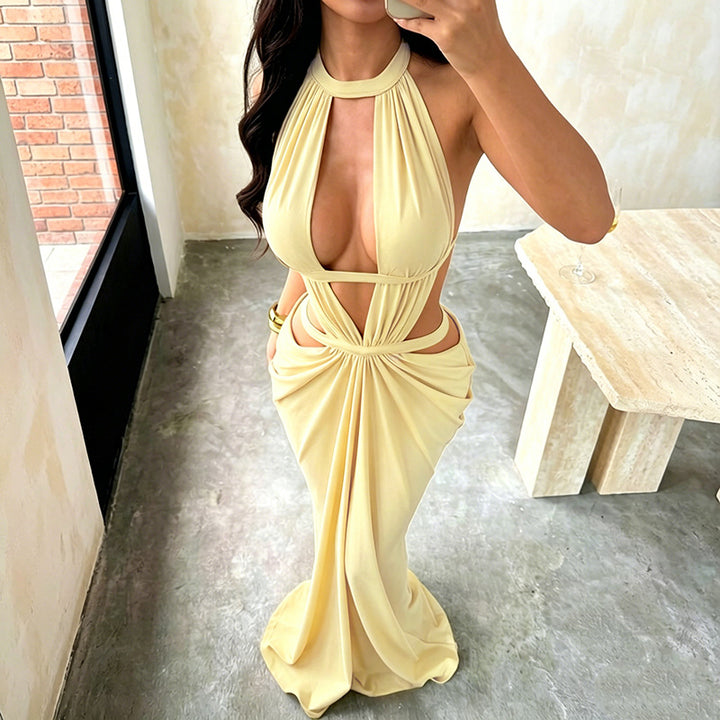 Women’s Cutout Ruched Maxi Dress