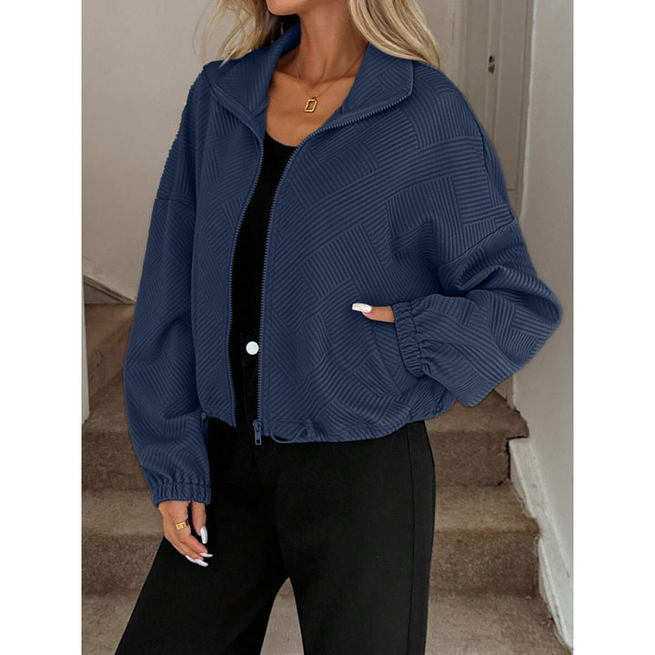 Women’s Zip-Up Textured Cropped Jacket