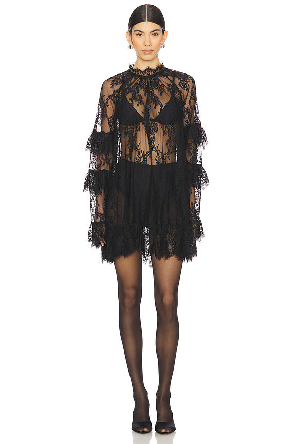 Sheer Lace Mini Dress