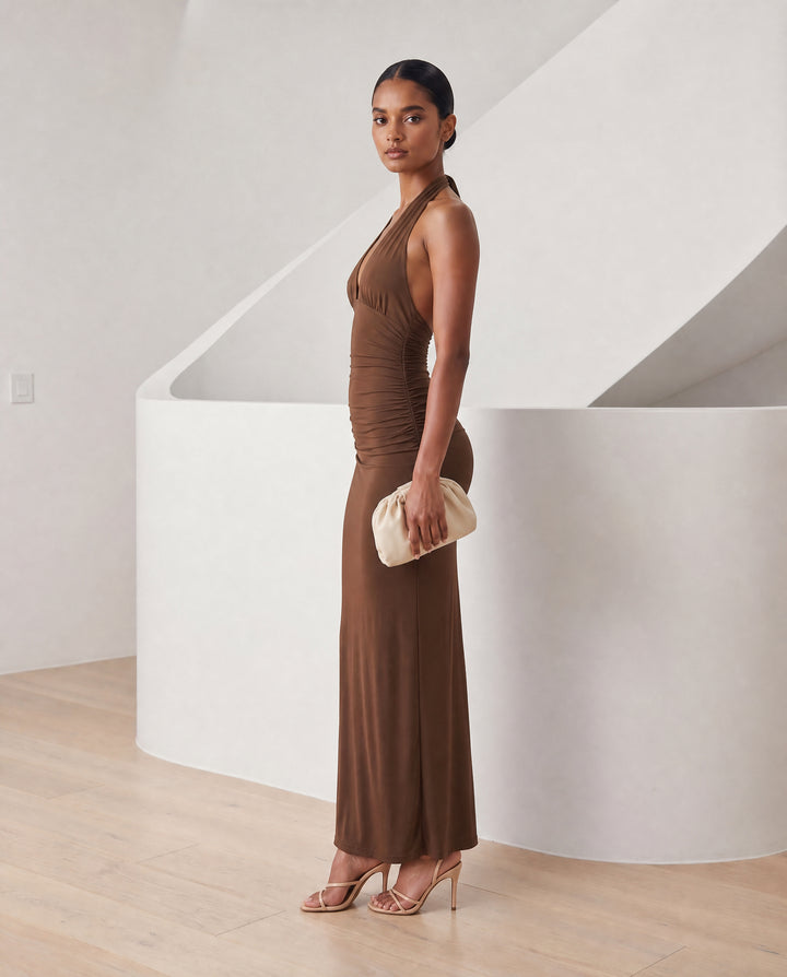 Women’s Halter Neck Backless Maxi Dress