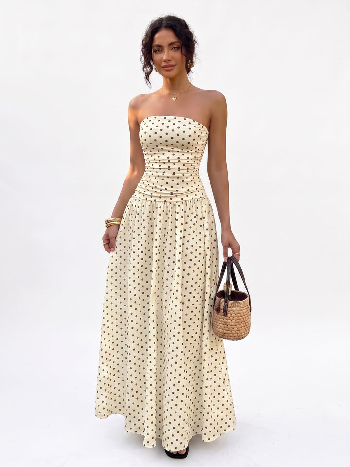 Women’s Polka Dot Strapless Maxi Dress