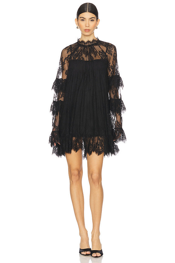 Sheer Lace Mini Dress