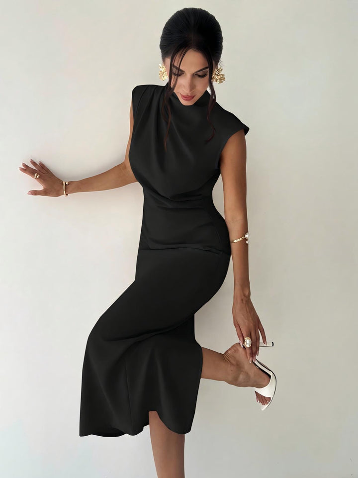Women’s  Mock Neck Bodyco Sleeveless Slim Fit Pencil Dress