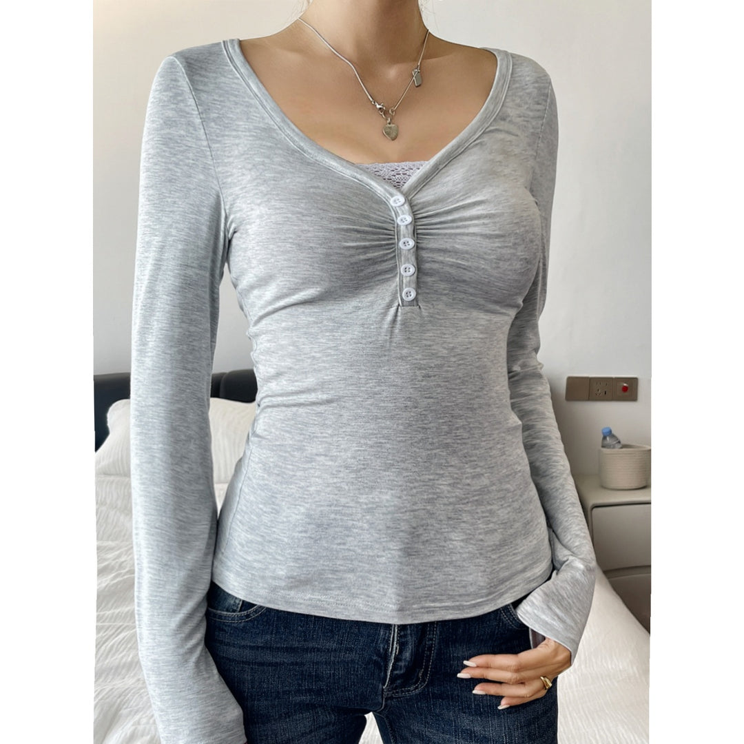 Women’s Y2K Button Front Long Sleeve Top