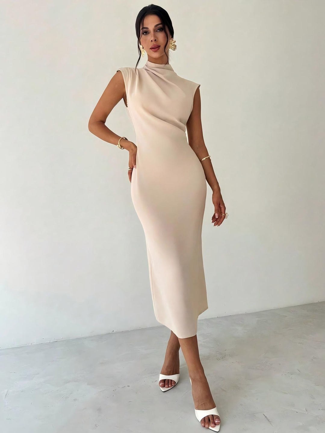 Women’s  Mock Neck Bodyco Sleeveless Slim Fit Pencil Dress