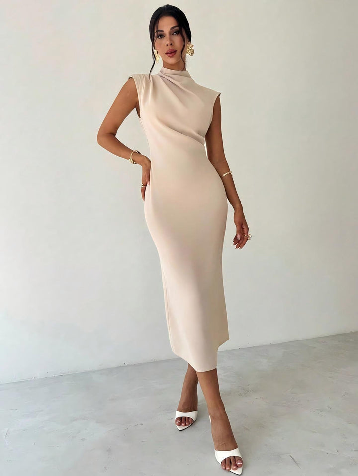 Women’s  Mock Neck Bodyco Sleeveless Slim Fit Pencil Dress