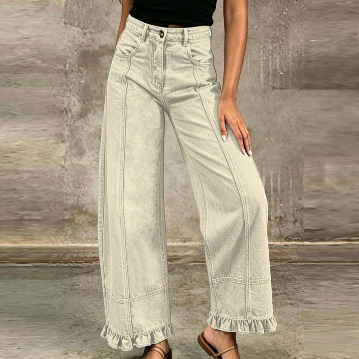 Women’s Wide Leg Ruffle Hem Jeans