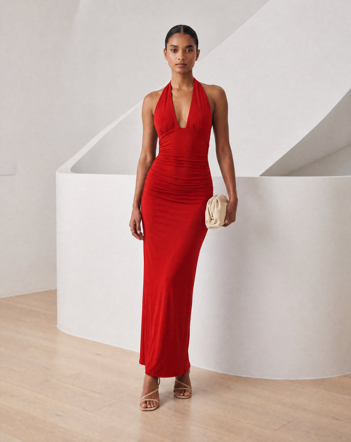 Women’s Halter Neck Backless Maxi Dress