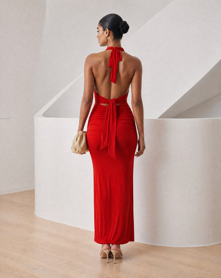 Women’s Halter Neck Backless Maxi Dress