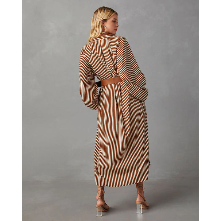 Women’s Striped Belted Midi Dress