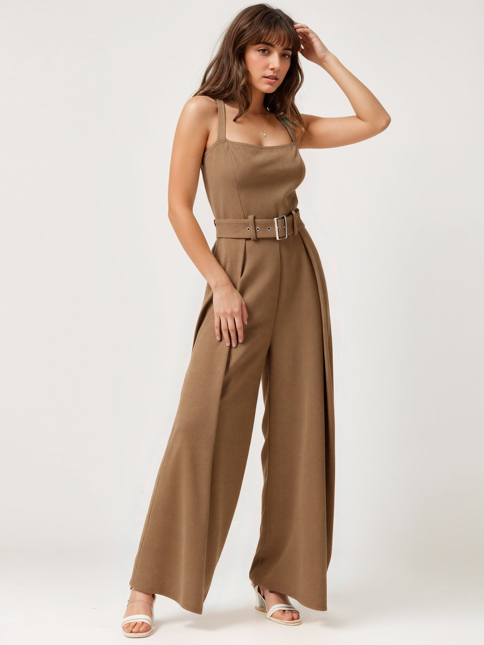 Women’s Belted Wide Leg Jumpsuit