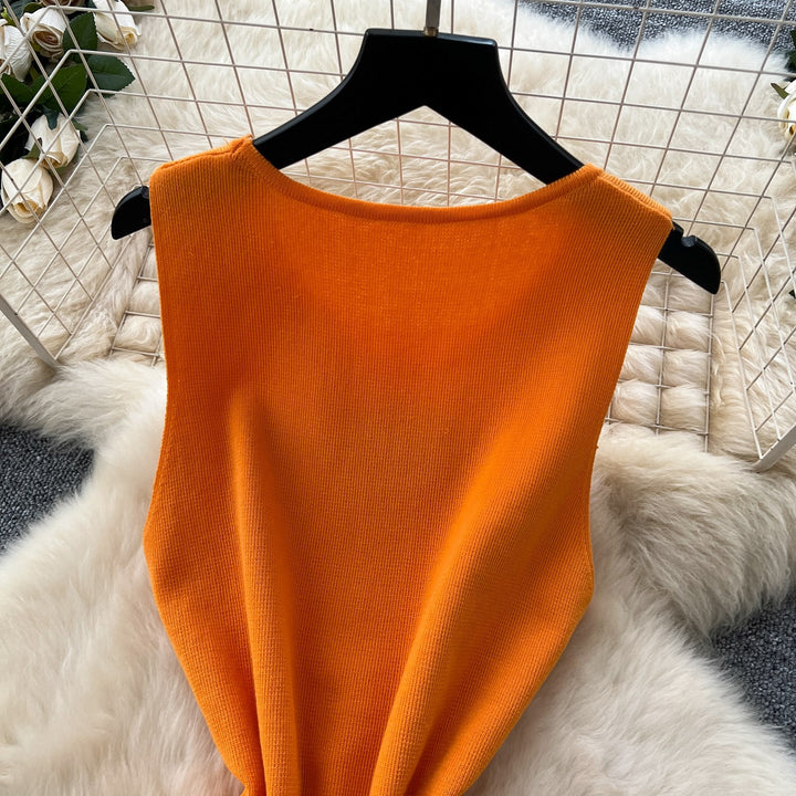 Knit Fringe Dress – Sleeveless Bodycon Tassel Dress