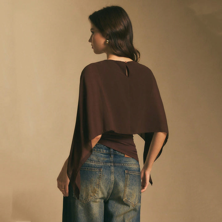 Women’s Chiffon Cape Sleeve Top