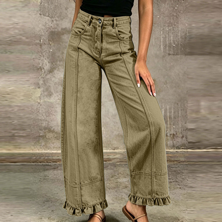 Women’s Wide Leg Ruffle Hem Jeans