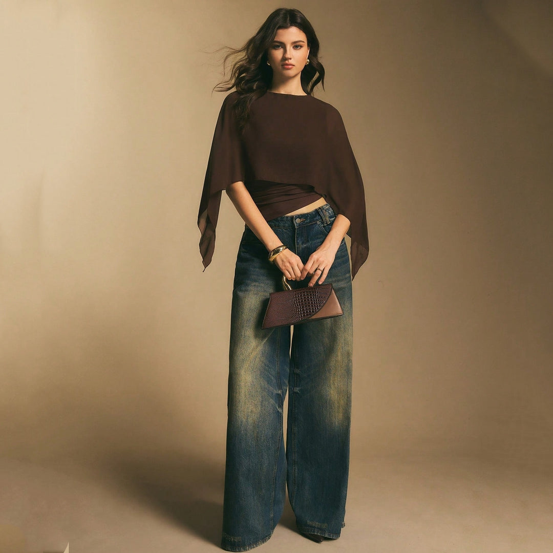 Women’s Chiffon Cape Sleeve Top
