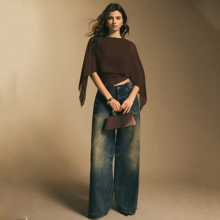 Women’s Chiffon Cape Sleeve Top