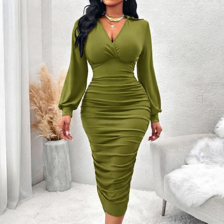 Women’s V-Neck Ruched Bodycon Dress