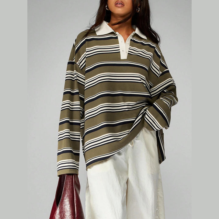 Women’s Oversized Striped Polo Sweatshirt