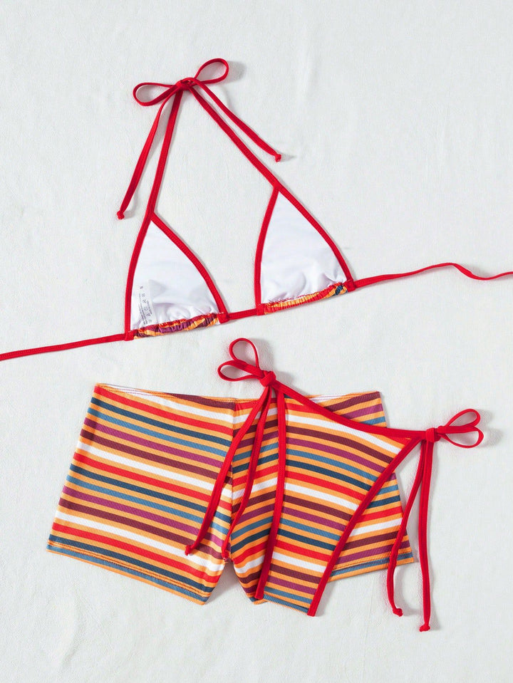 Women’s Striped 3-Piece Bikini Set