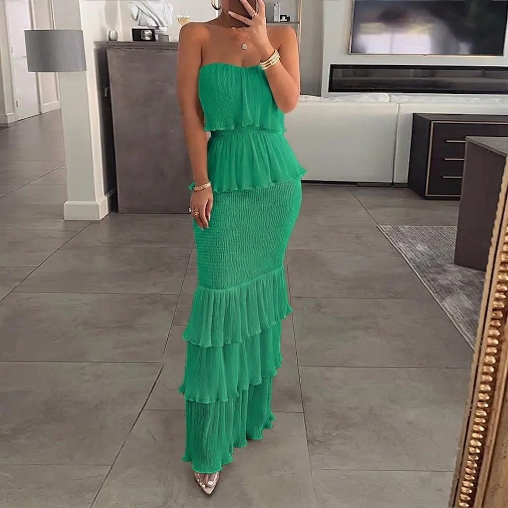 Women’s Strapless Shirred Maxi Dress