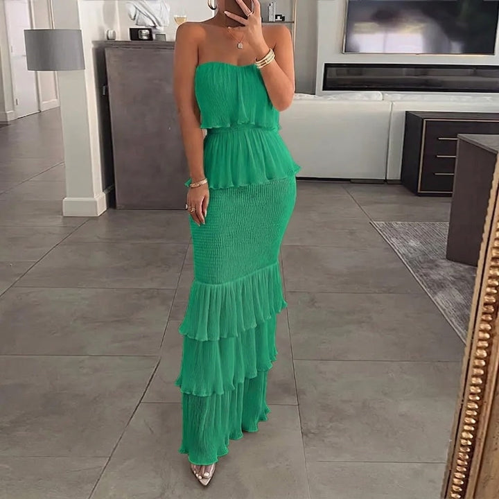 Women’s Strapless Shirred Maxi Dress