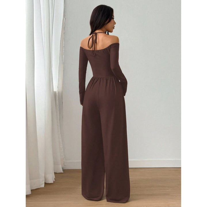 Women’s V Neck Tie Front Jumpsuit –  Elegant Casual One Piece Outfit