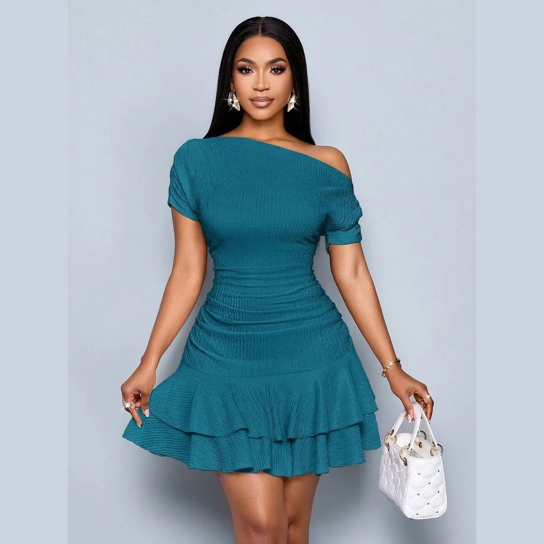 Women’s One Shoulder Ruffle Mini Dress