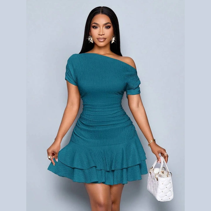 Women’s One Shoulder Ruffle Mini Dress