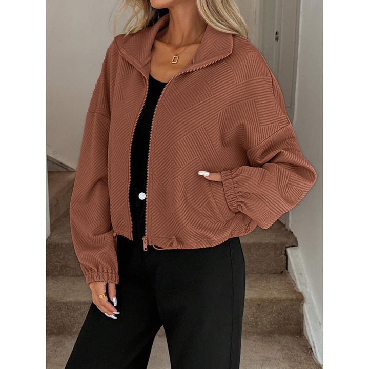 Women’s Zip-Up Textured Cropped Jacket