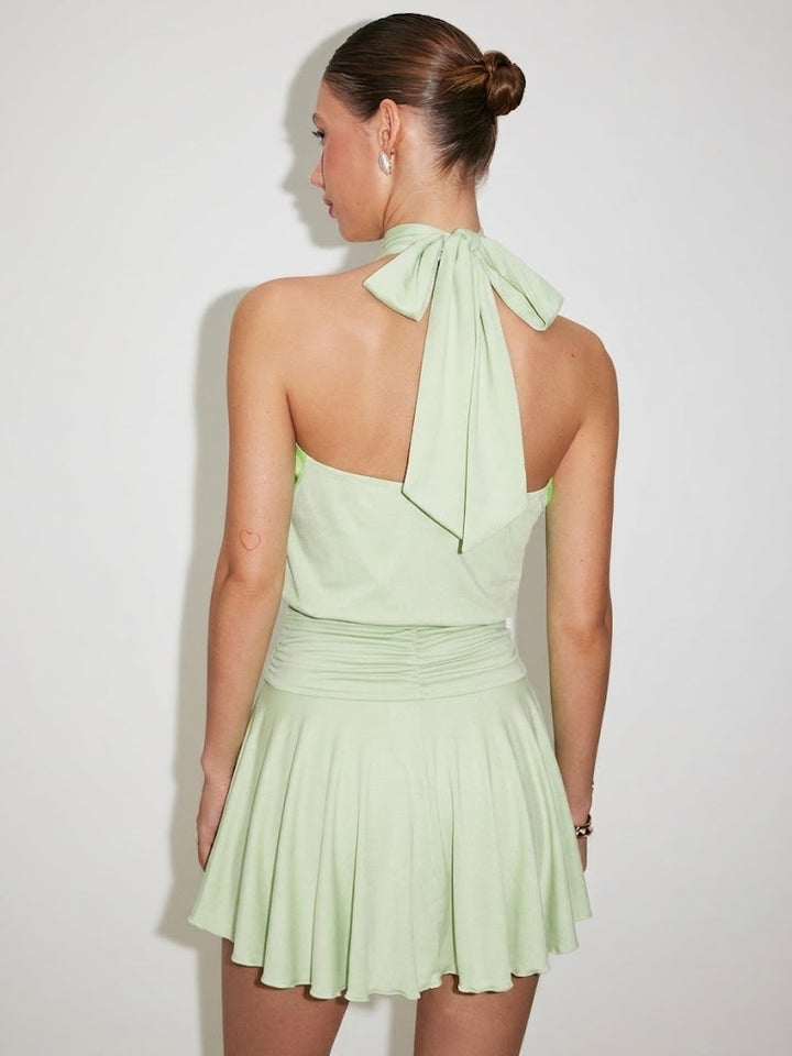 Women’s Halter Neck Ruched Mini Dress
