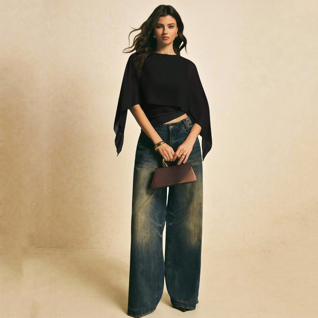 Women’s Chiffon Cape Sleeve Top