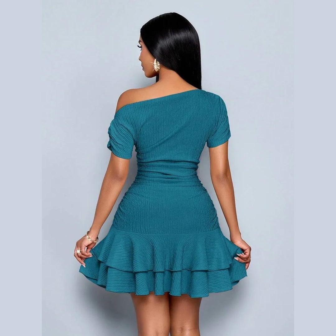 Women’s One Shoulder Ruffle Mini Dress