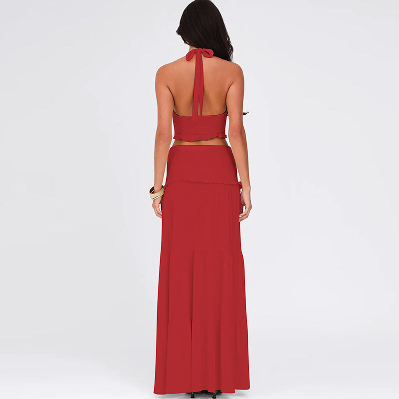 Women’s Halter Crop Top & Maxi Skirt Set