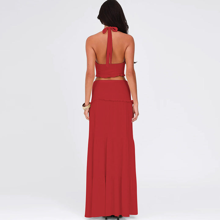 Women’s Halter Crop Top & Maxi Skirt Set