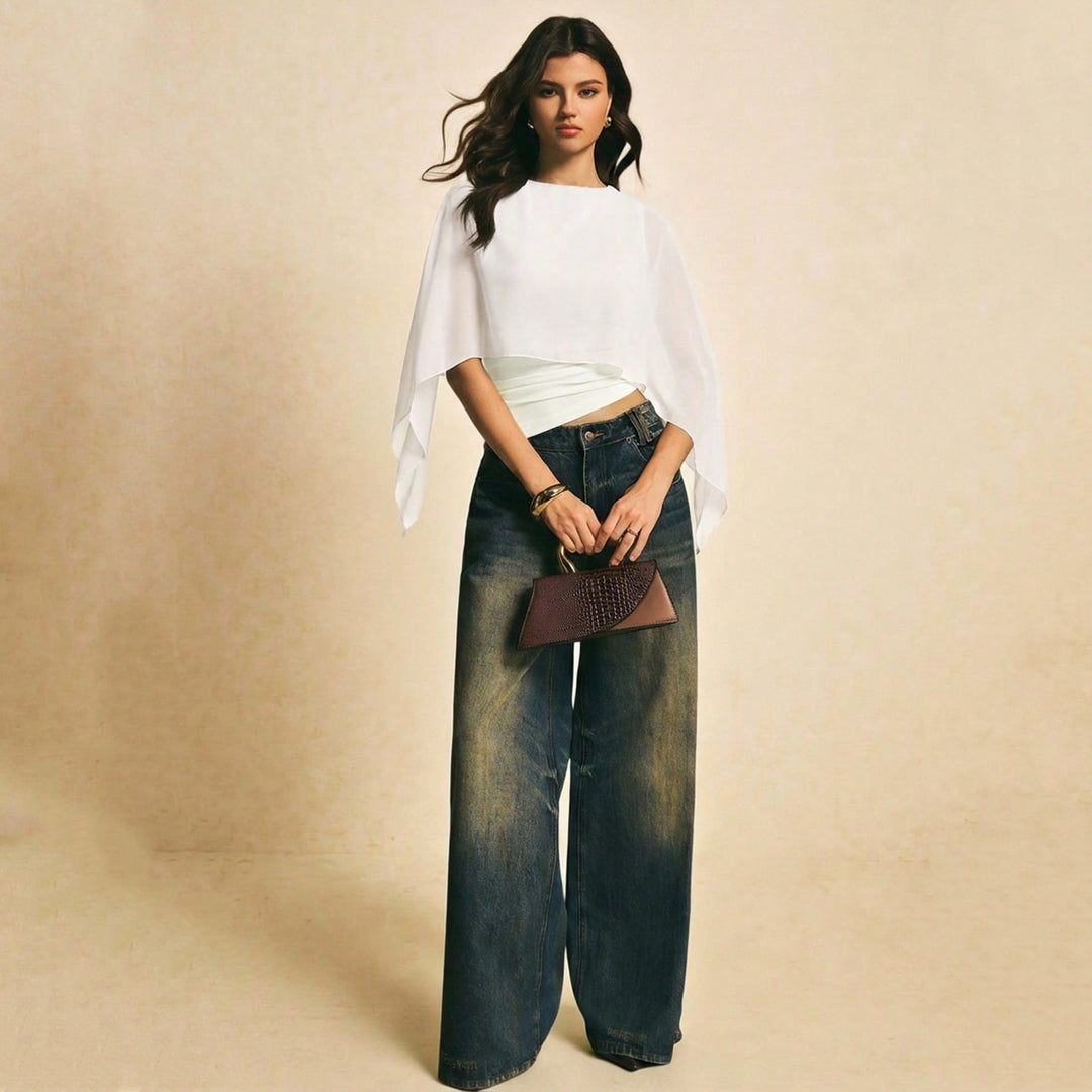 Women’s Chiffon Cape Sleeve Top