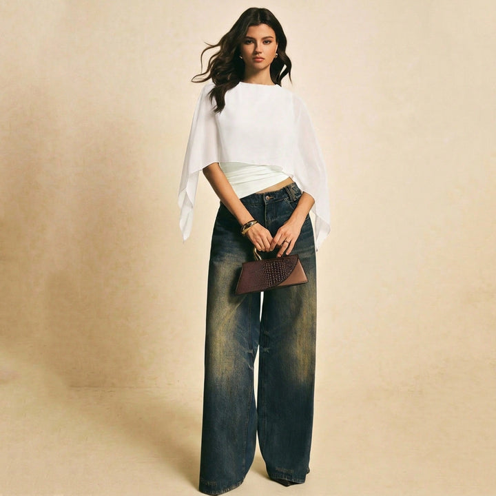 Women’s Chiffon Cape Sleeve Top
