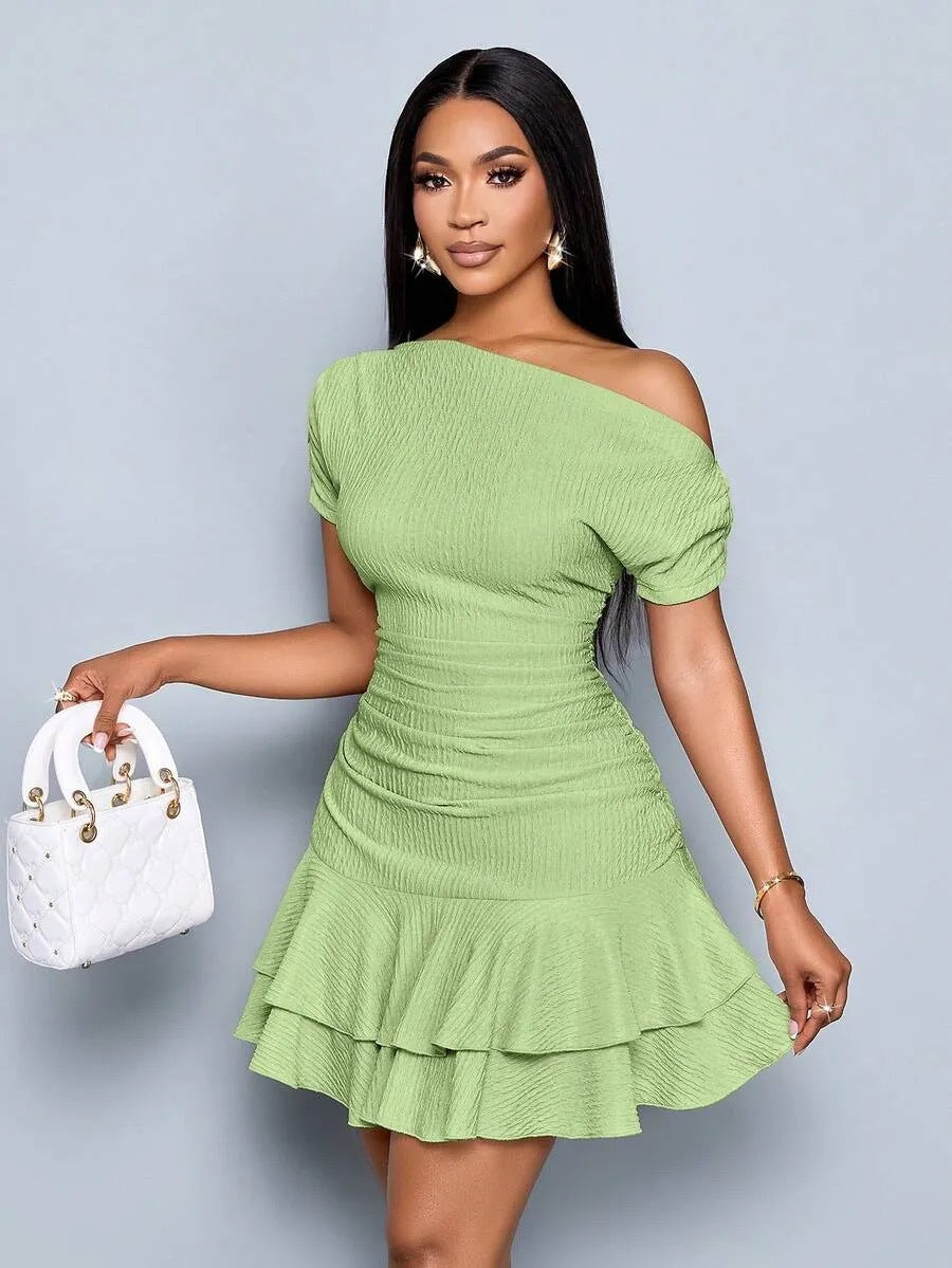 Women’s One Shoulder Ruffle Mini Dress