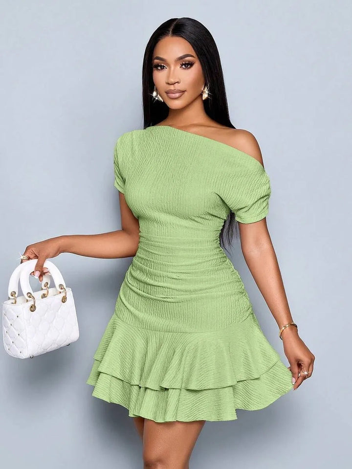 Women’s One Shoulder Ruffle Mini Dress
