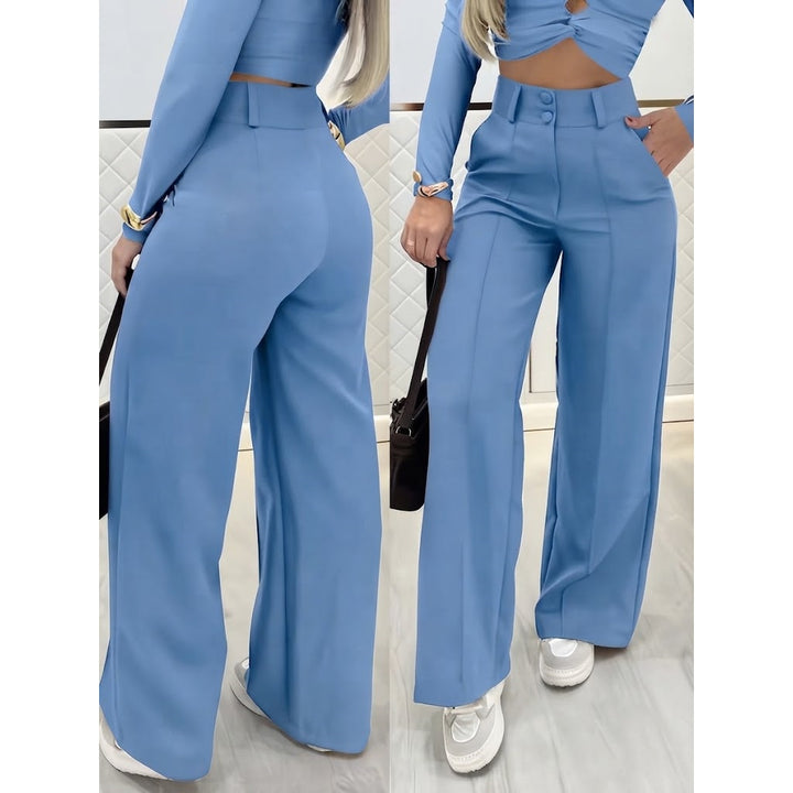 Women’s High-Waisted Double-Button Wide-Leg Pants